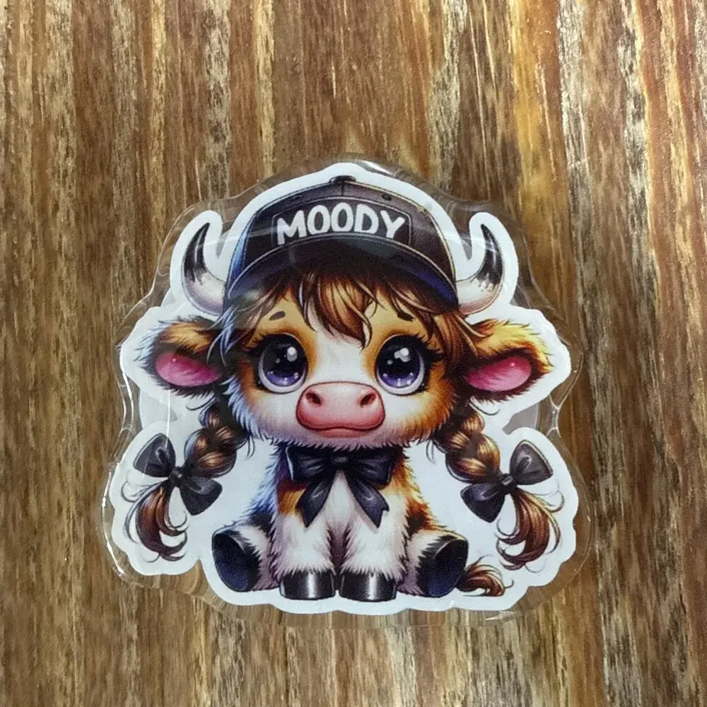 Magnetic Moody Cow with Hat and Braids Pop Up Phone Grip